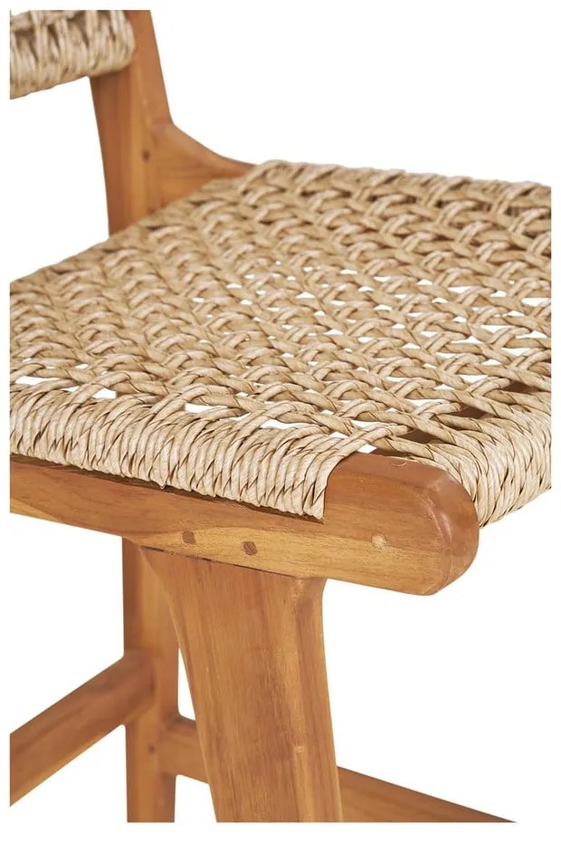 Scaun de bar în culoare naturală din lemn de tec (înălțime șezut 60 cm) Derby – House Nordic