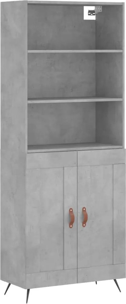 vidaXL Dulap înalt, gri beton, 69,5x34x180, lemn compozit