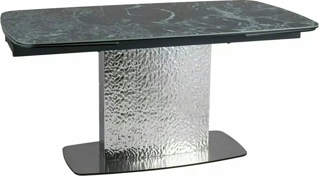 Masa extensibila MONCLER, verde/crom, sticla/ceramica/metal, 160/240x9