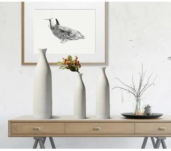 Vază ceramică albă, 46 cm