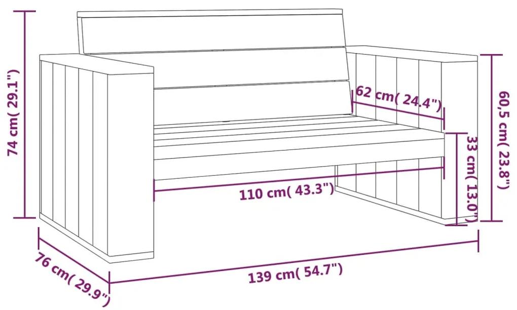 Set mobilier de gradina, 3 piese, lemn masiv pin tratat