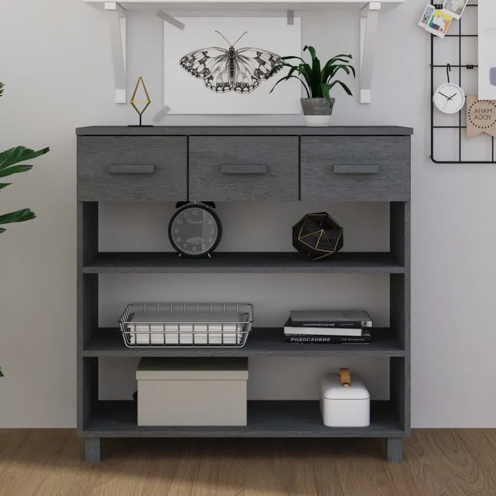 vidaXL Masă consolă „HAMAR”, gri închis, 90x35x90 cm, lemn masiv pin