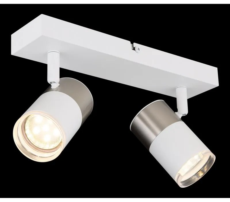 Plafoniera cu 2 Spoturi directionabile BRISBON nickel/alb