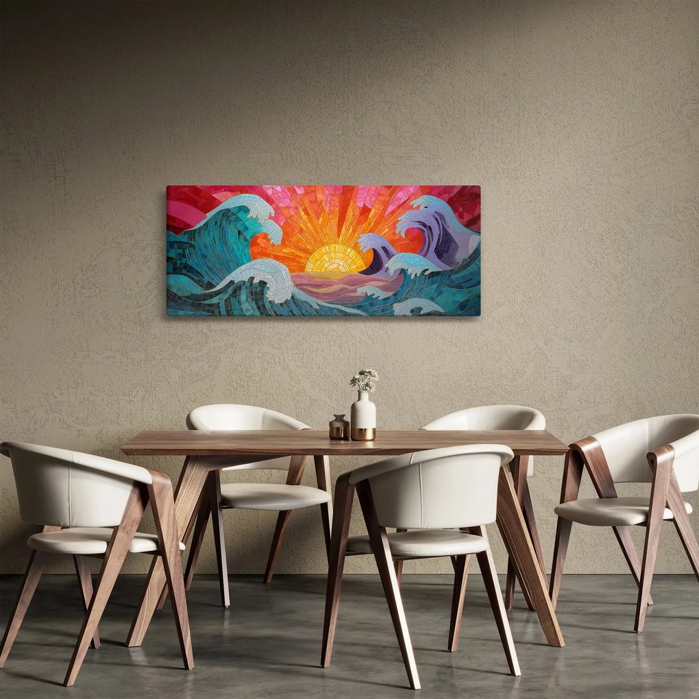 Tablou - Mozaic de valuri (120x50 cm)