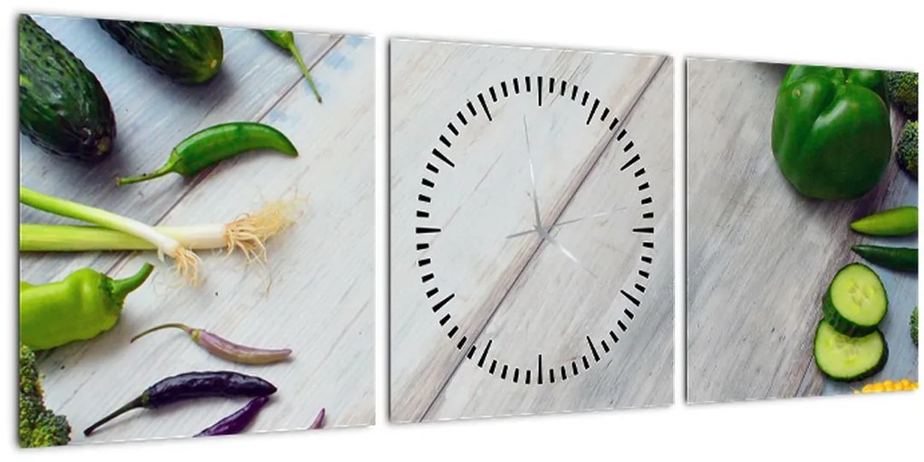 Tablou legumele (cu ceas) (90x30 cm)