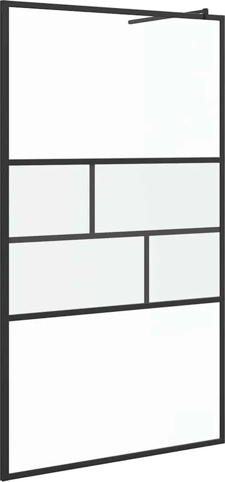 vidaXL Zid de duș walk-in Negru 80 x 195 x 0.5 cm Sticlă și Aluminiu