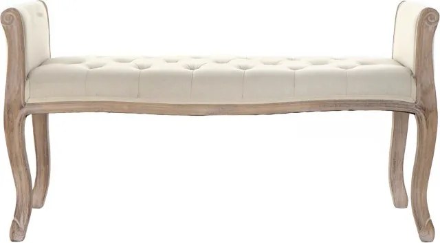Banchetă de hol din lemn de cauciuc și in, 109×45×60 cm, „Entry"