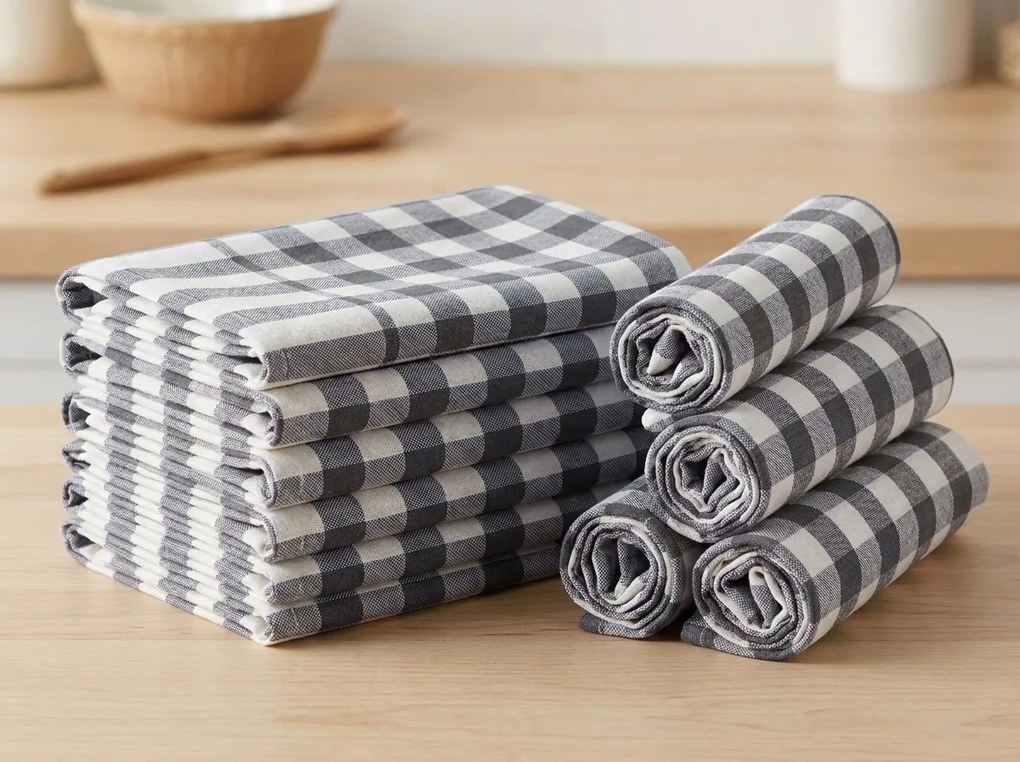 Prosop de bucatarie CORIVA 50x70 cm gri, set 10 bucati