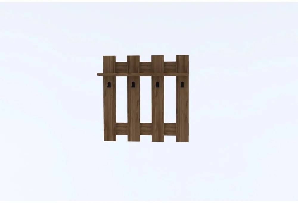 Raft de perete cu 4 cârlige Carina, maro închis