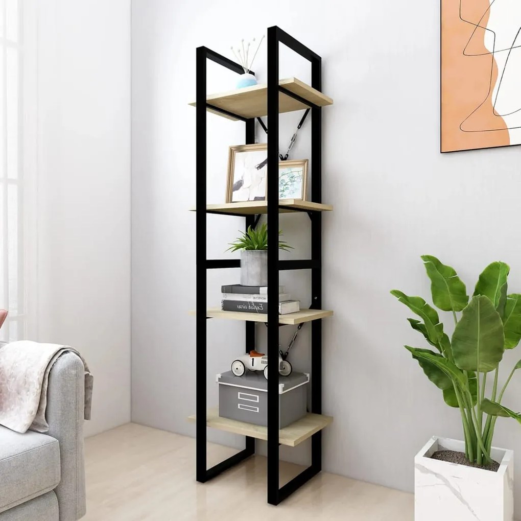 806420 vidaXL Bibliotecă cu 4 rafturi, stejar sonoma, 40x30x140 cm, PAL