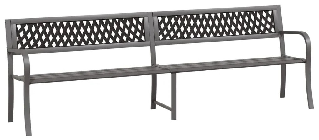 317132 vidaXL Bancă dublă de grădină, gri, 246 cm, oțel