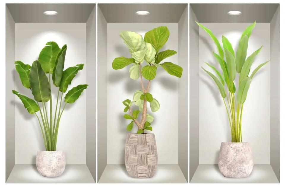 Set 3 autocolante 3D pentru perete Ambiance Banana Trees