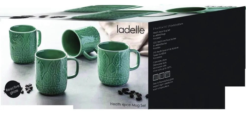 Căni turcoaz 4 buc. din porțelan 400 ml Heath Jade – Ladelle