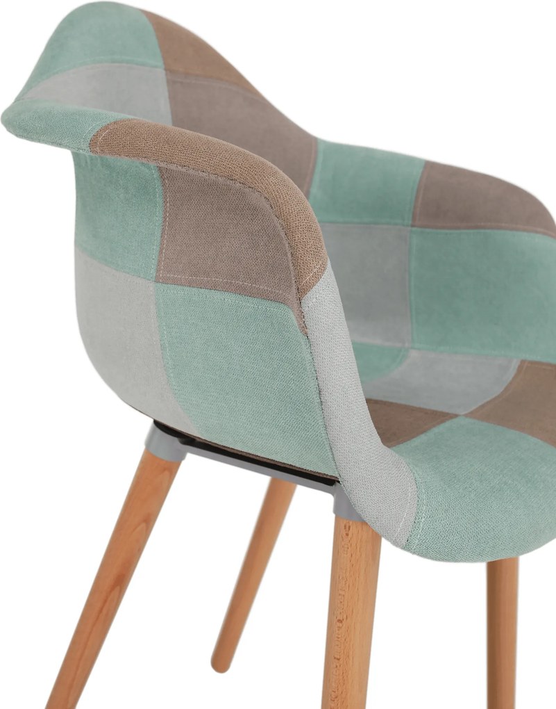 Fotoliu de design, patchwork/mentol/maro/fag, KADIR NEW TIP 5