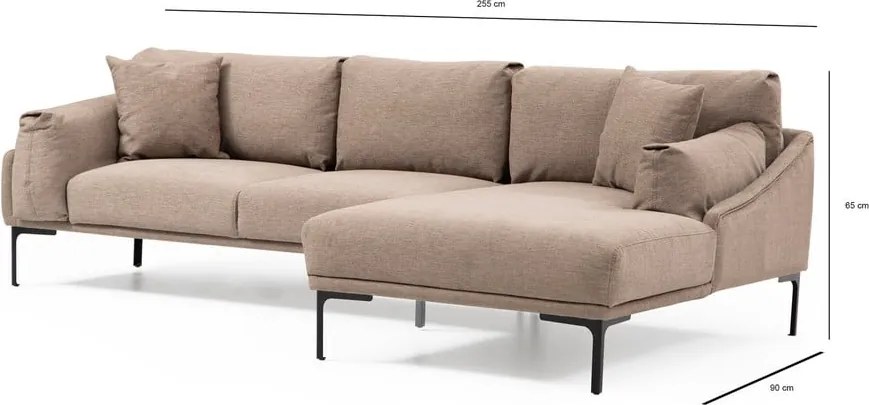 Colțar bej Artie Leo, colț pe partea dreaptă