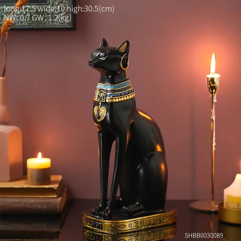 Statueta pisica egipteana, rasina, 30cm