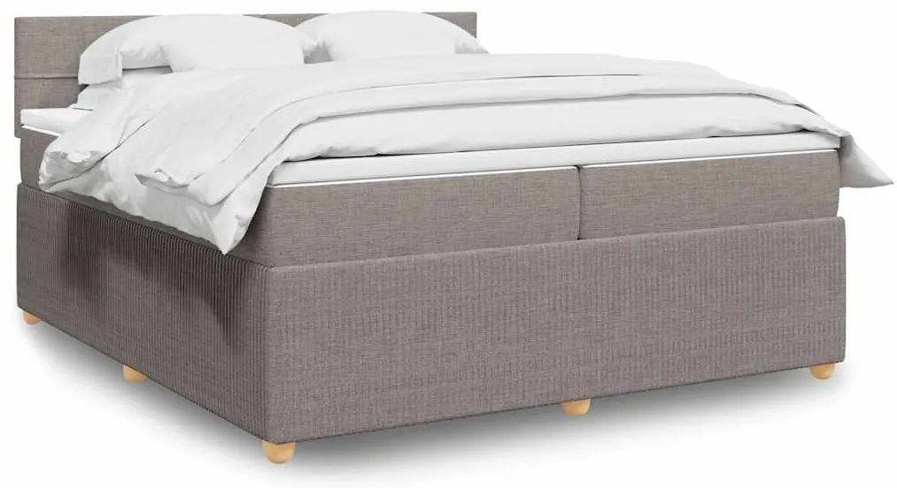 vidaXL Pat box spring cu saltea, gri taupe, 200x200 cm, textil