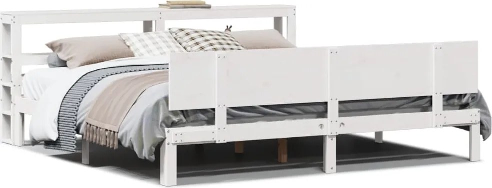 vidaXL Cadru de pat cu tăblie fără saltea, alb, 200x200 cm