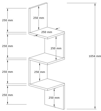 Etajeră de colț ZIKZAK 105,5x25 cm maro