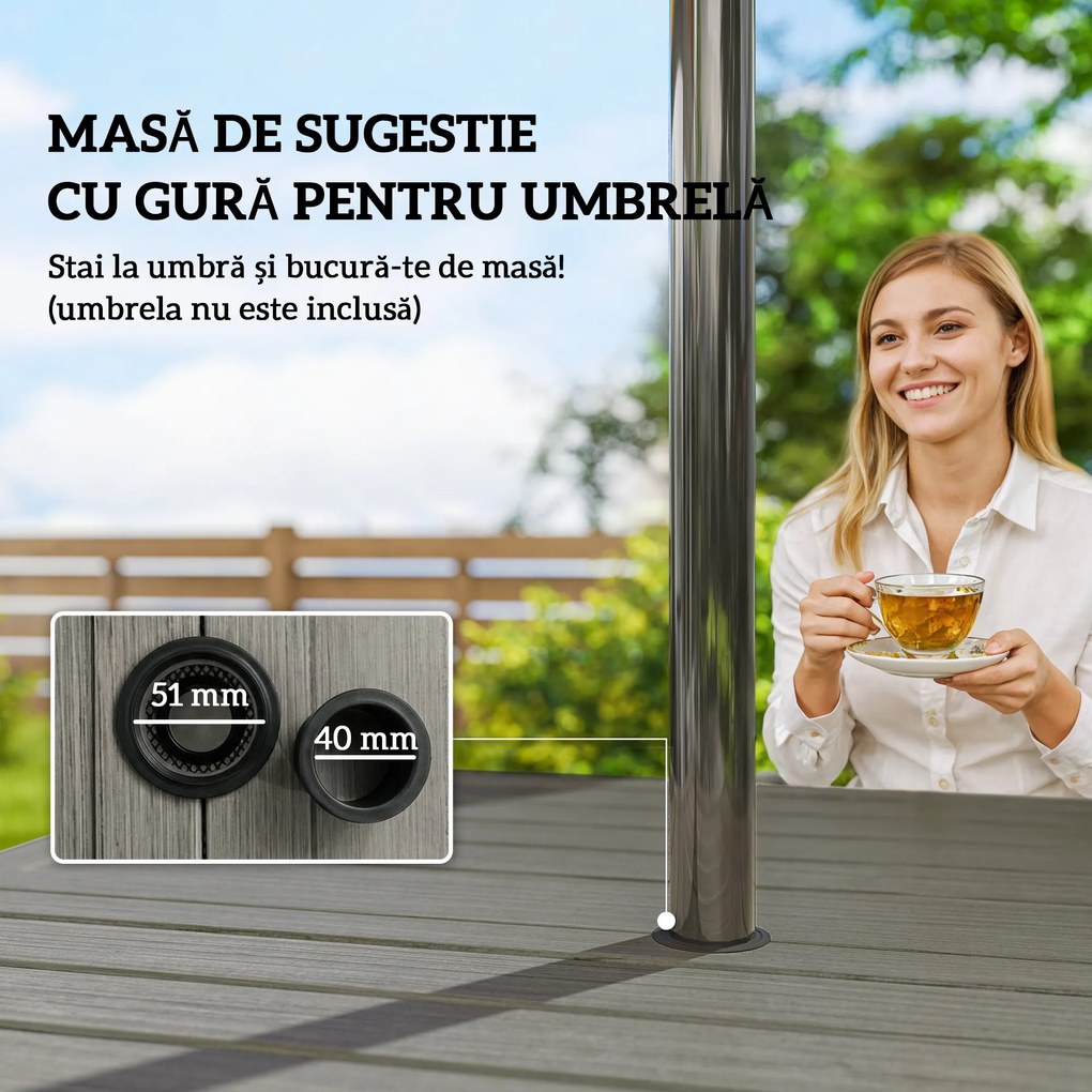 Outsunny scaune și masă de exterior din lemn și metal | Aosom Romania