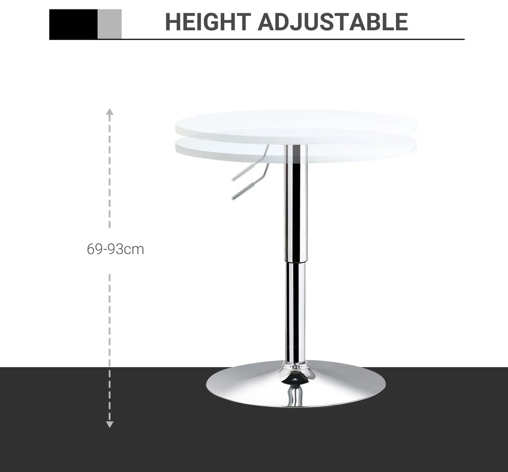 HomCom masa inalta reglabila, blat rotund, Φ60x69-93 cm | AOSOM RO