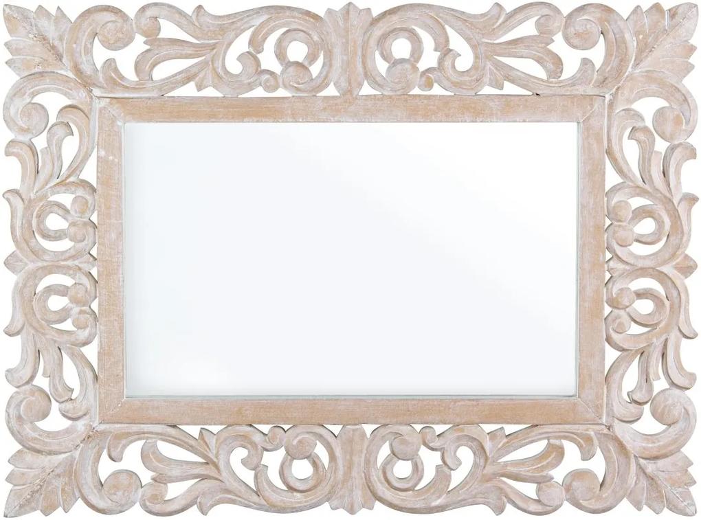 Oglinda decorativa perete cu rama lemn alb patinat Dalila 45 cm x 60 cm