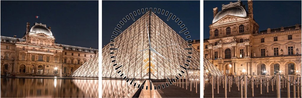 Tablou - Louvre noaptea (cu ceas) (90x30 cm)