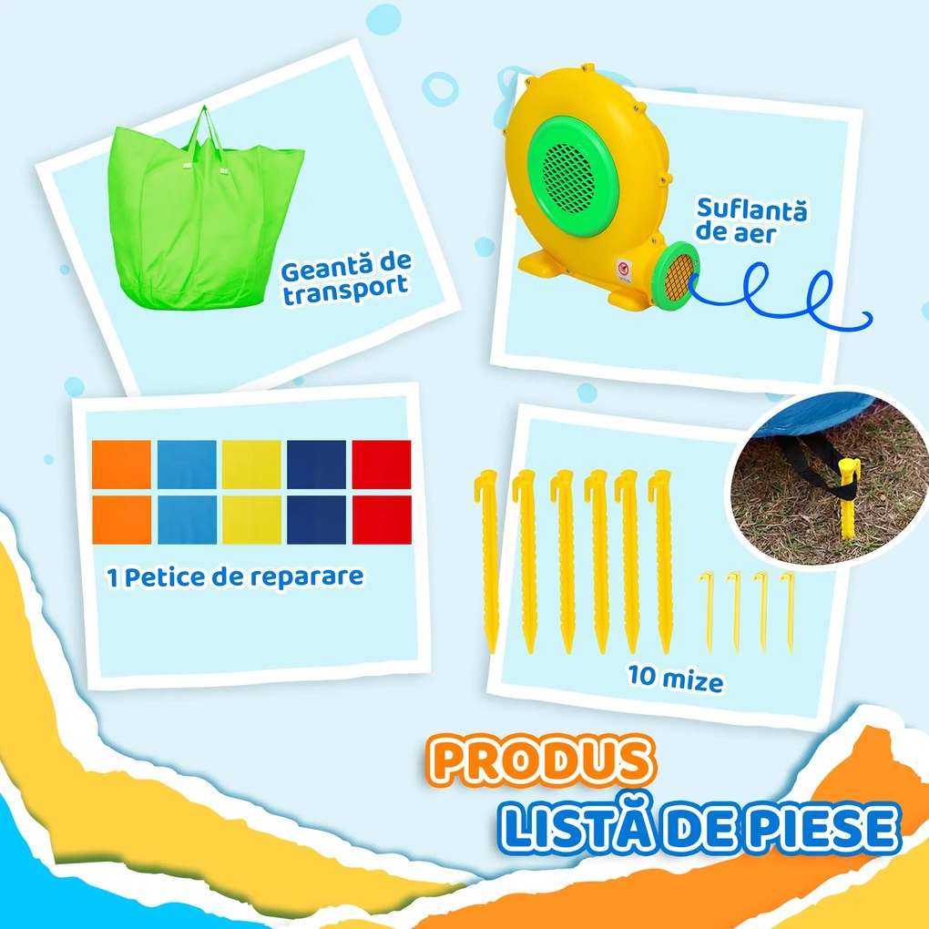 AIYAPLAY Castel Gonflabil Trambulină 4 în 1, Tobogan, 415x205x190cm, Multicolor | Aosom Romania