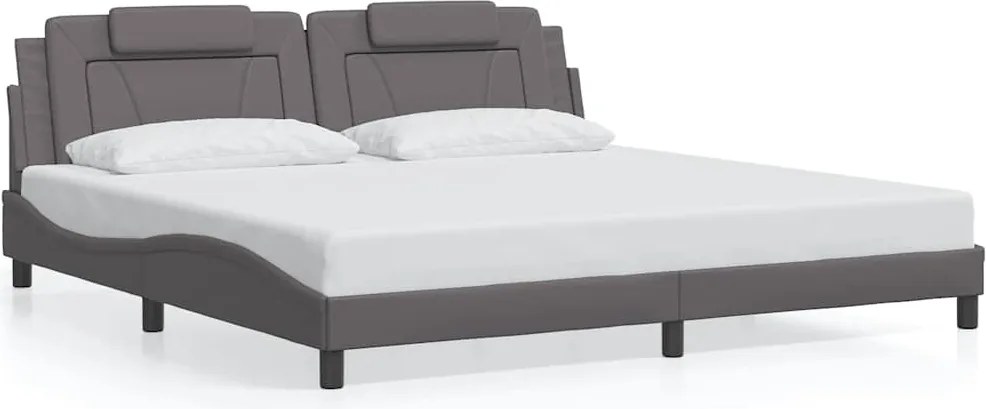 vidaXL Cadru de pat, Viana, fără saltea, gri, 200x200 cm, piele ecologică