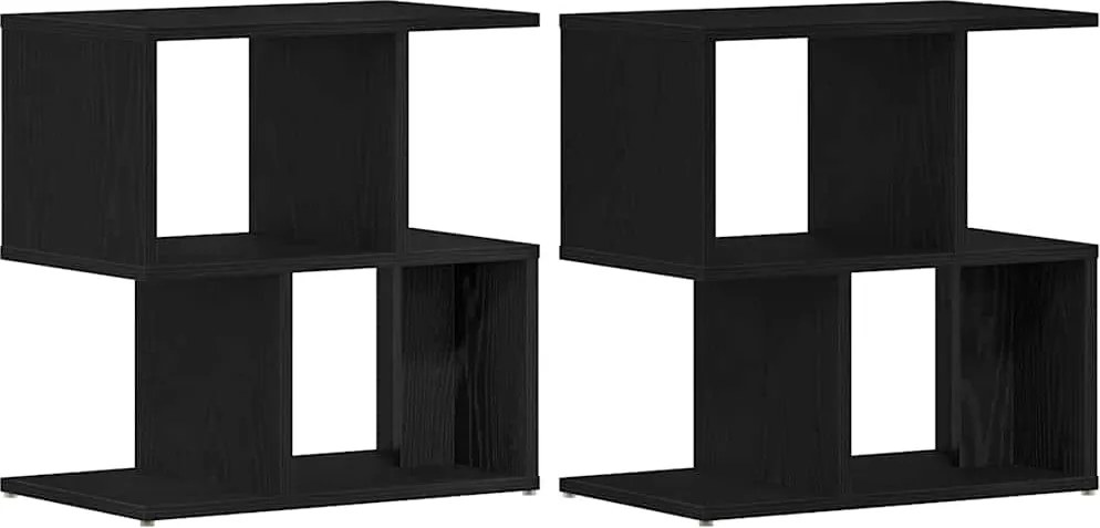 vidaXL Dulap de noapte 2 pcs Stejar Negru 50 x 30 x 51,5 cm