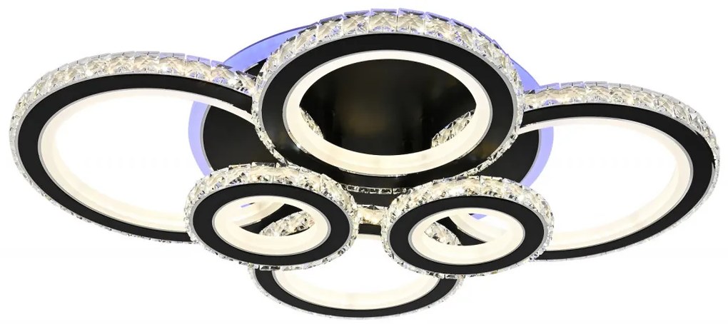 Lustra LED Cu Telecomanda, Elit's Cristal, 4-2 Cercuri, Negru, 240 W, RGB