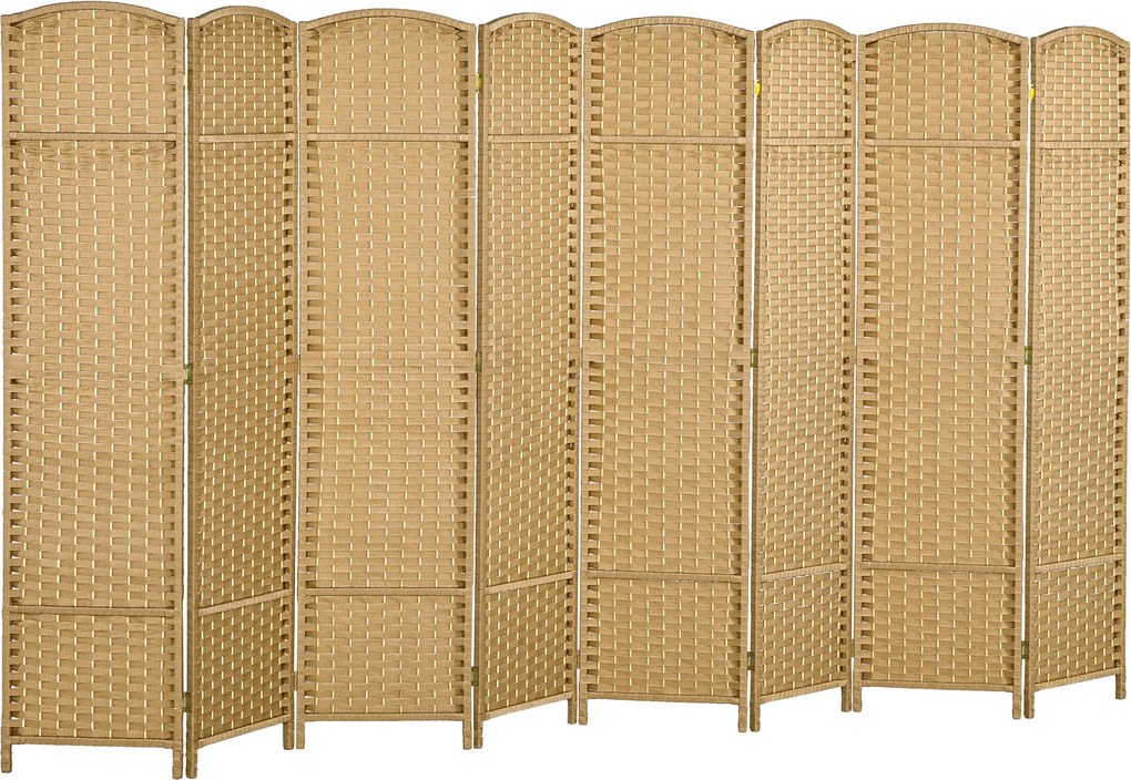 HOMCOM Separator de camere 8 părți pliabil, Divizor de spații, Divizor pentru sufragerie, Dormitor, Birou de acasă, Lemn natural | Aosom Romania