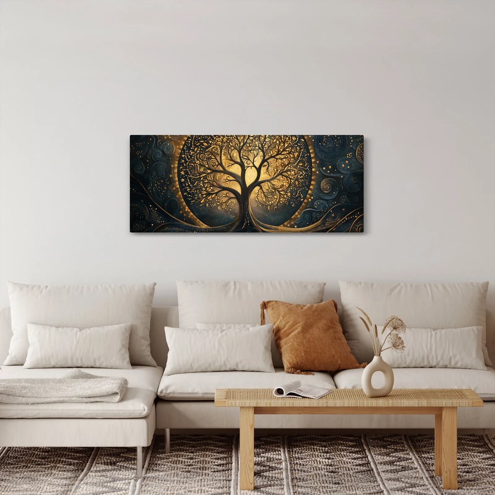 Tablou – Arbore cu aură aurie (120x50 cm)