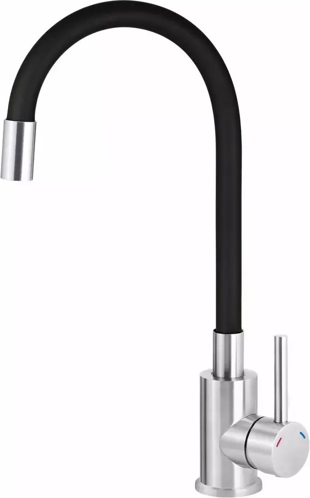 Baterie bucatarie Deante Luno cu pipa flexibila inox/negru