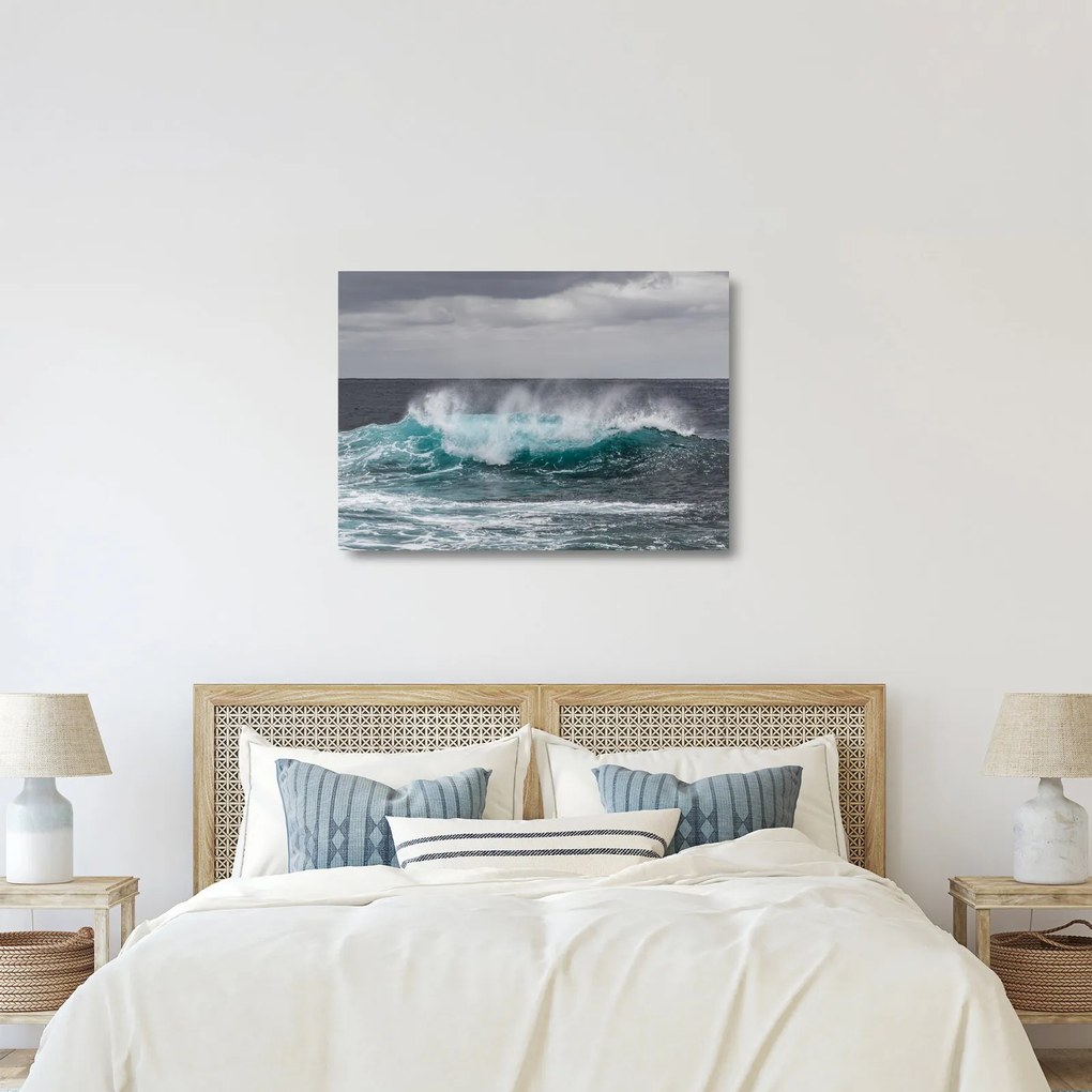 Tablou pe sticlă - Valuri pe ocean (70x50 cm)