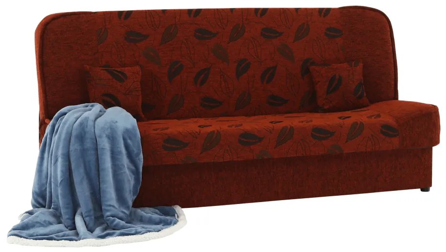 Canapea extensibilă, material textil cărămiziu/model, ASIA NEW
