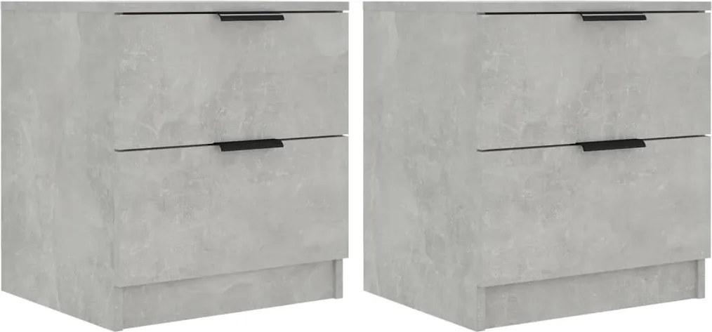 vidaXL Noptiere, 2 buc., gri beton, lemn prelucrat