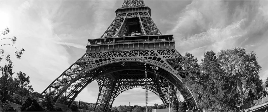 Tablou - Turnul Eiffel, alb-negru (120x50 cm)