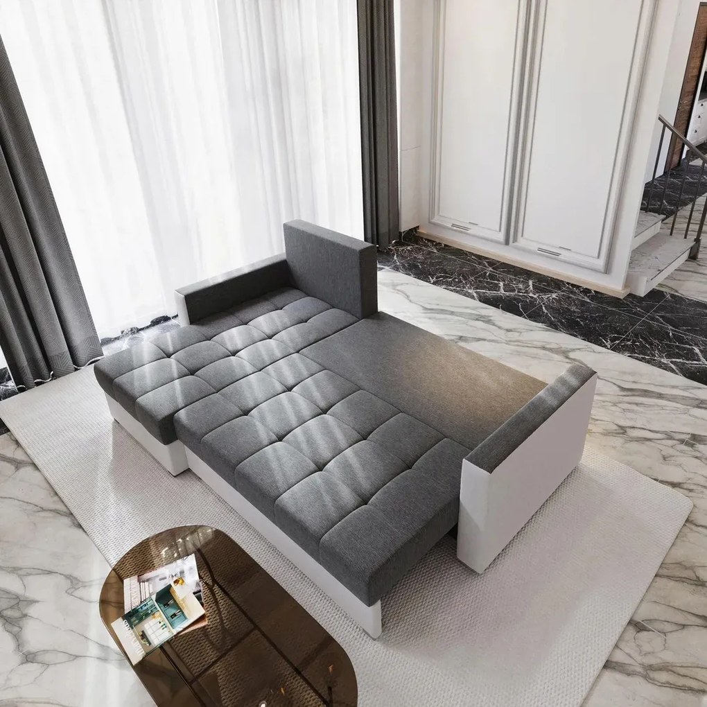 Canapea coltar extensibil ZENOVA 220 x 140 cm, reversibila - albastru inchis