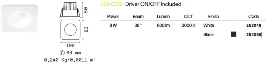 Spot LED incastrabil IP65 Room-65 fi square alb