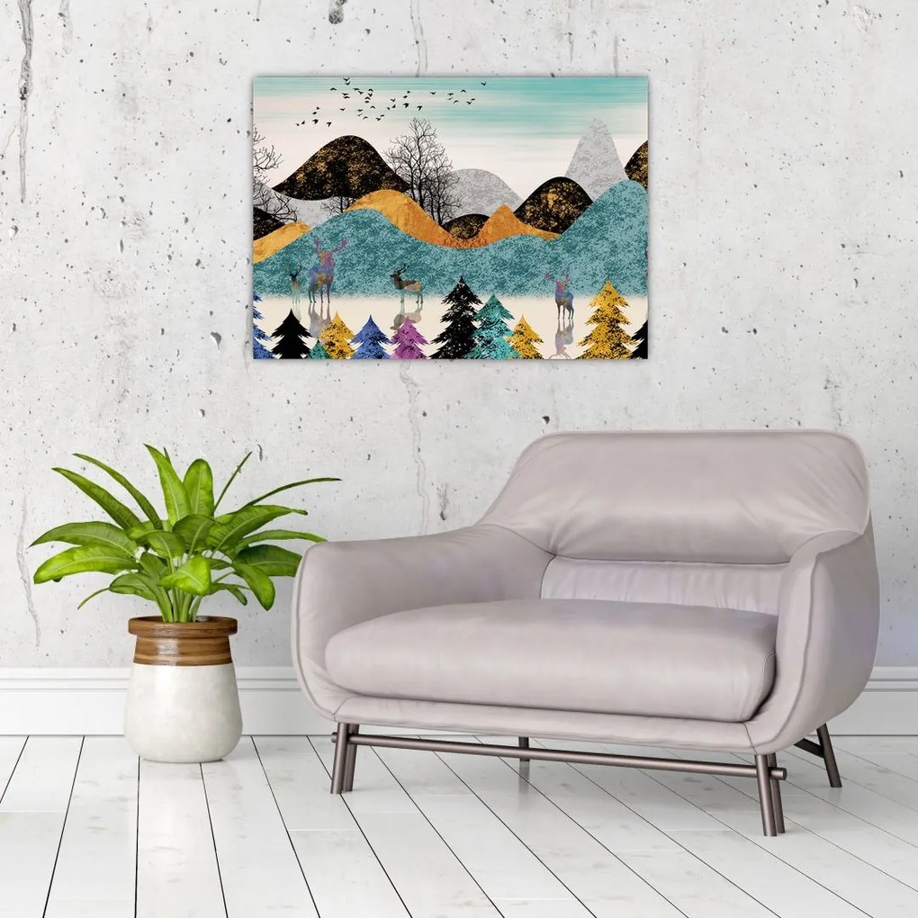 Tablou pe sticlă fgrafic cu cebi (70x50 cm)
