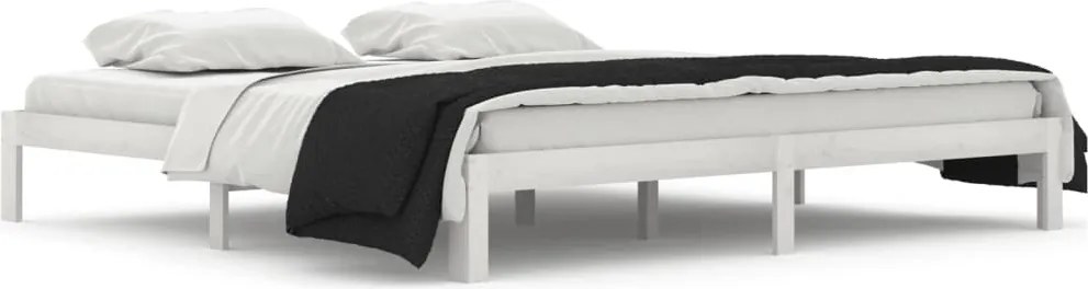 vidaXL Cadru de pat, alb, 200x200 cm, lemn masiv de pin