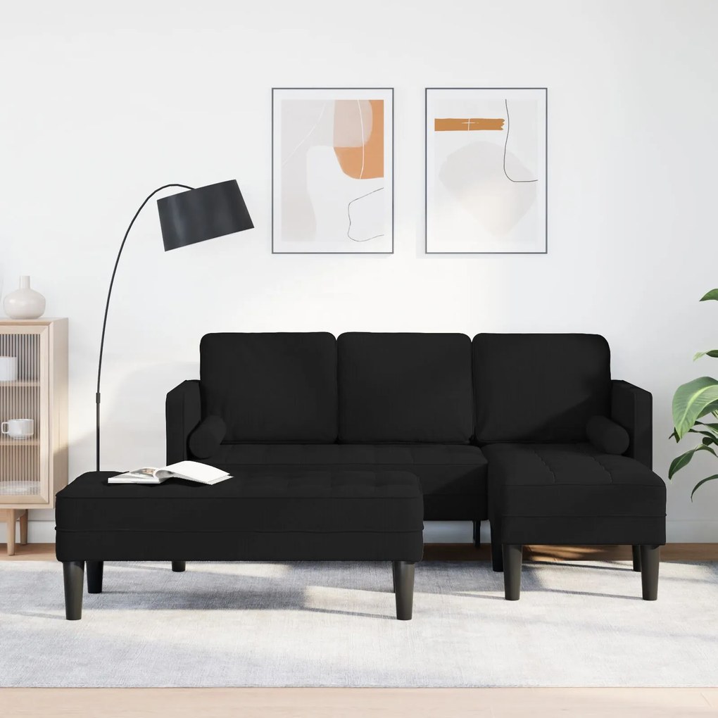 vidaXL Set de canapea 2 pcs Negru 173 x 131 x 67 cm țesătură