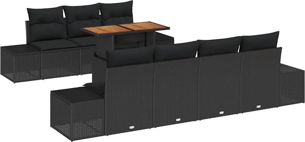 vidaXL Set de masă pentru grădină cu pernă 8 pcs Negru și Maro