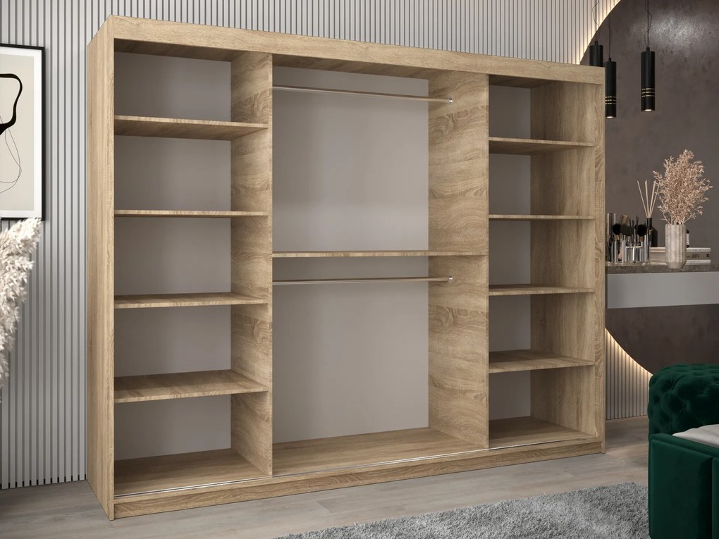 Dulap de haine 250 cm Eclipse (Stejar sonoma + Negru mat). 1063453