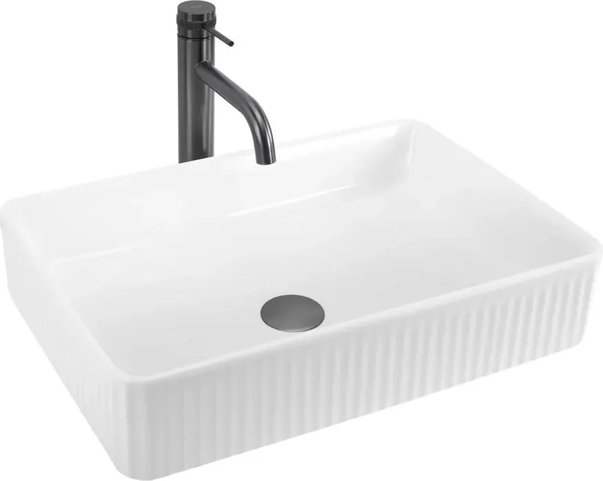 Lavoar pe blat Rea Fiorella dreptunghiular 50 cm alb lucios