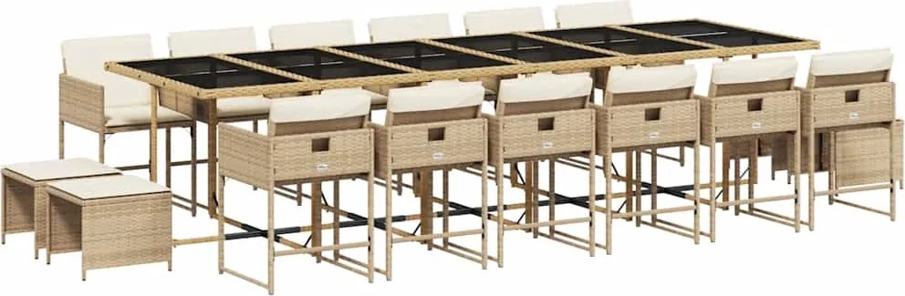 vidaXL Set mobilier de grădină cu perne, 17 piese, bej, poliratan