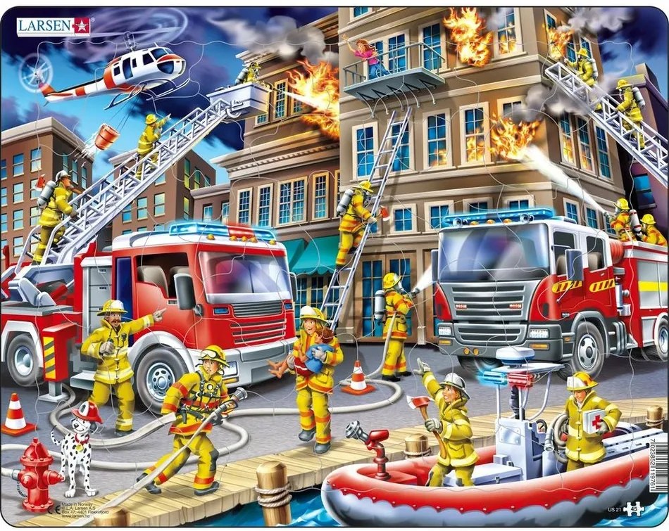 Puzzle Larsen Pompieri la incendiu, 45 piese
