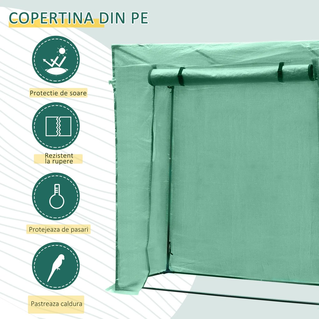 Outsunny sera de gradina pentru plante, legume, fructe, gradinarit, protectie plante 200x77x170 cm | AOSOM RO