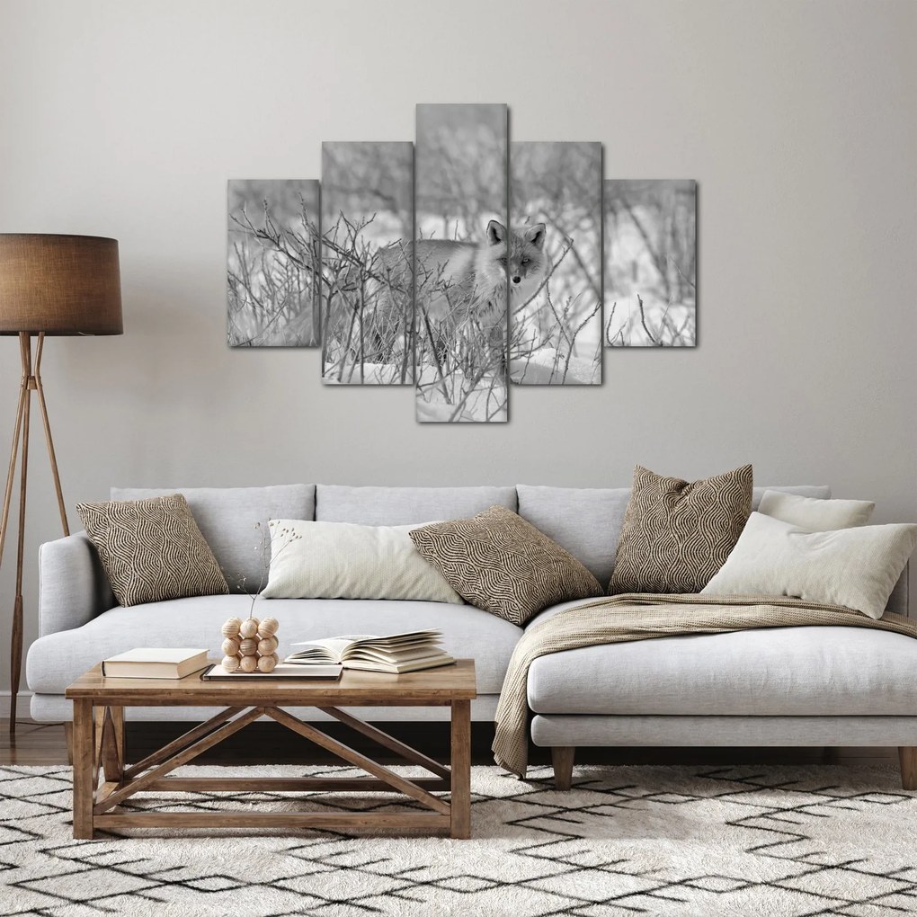 Tablou - Vulpe,alb-negru (150x105 cm)